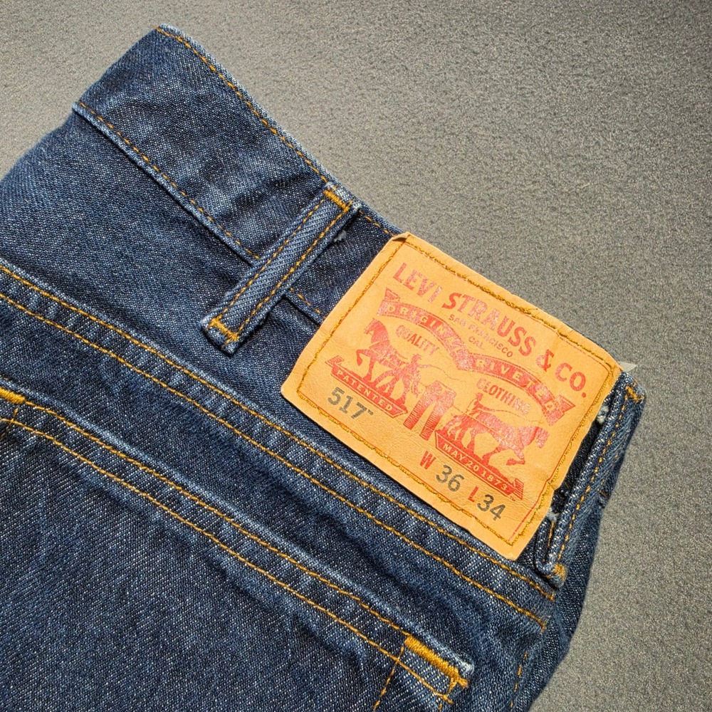 Levis 517 Mens Bootcut Jeans Dark Wash Blue Denim 36x34 517-0217